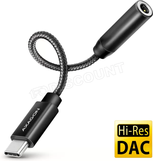 Adaptateur Axagon ADA-HCPD USB-C vers Jack 3,5mm M/F (Noir)