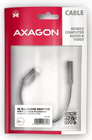 Photo de Adaptateur Axagon ADA-HCPD USB-C vers Jack 3,5mm M/F (Noir)