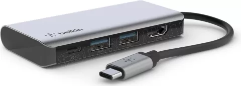 Photo de Adaptateur Belkin Connect USB-C vers HDMI, 2x USB-A et USB-C 100W (Gris)