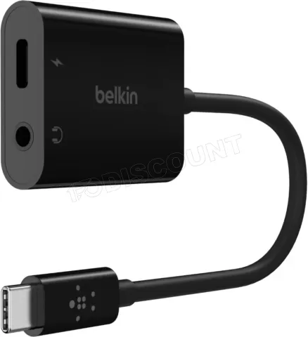 Photo de Adaptateur Belkin USB-C vers Jack 3,5mm + USB-C M/F (Noir)