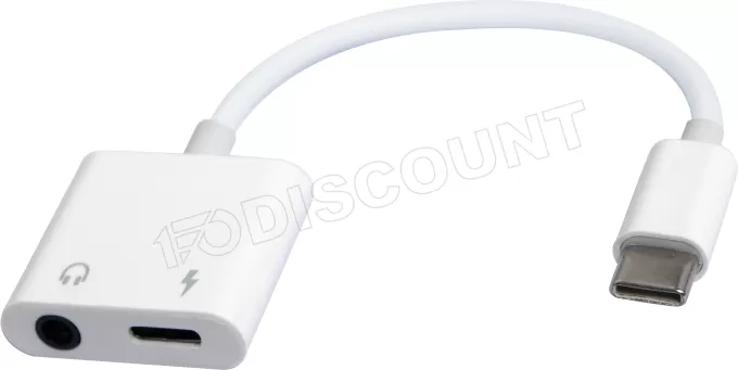 Adaptateur CableXpert USB-C vers Jack 3,5mm + USB-C M/F (Blanc)