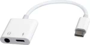 Photo de Adaptateur CableXpert USB-C vers Jack 3,5mm + USB-C M/F (Blanc)