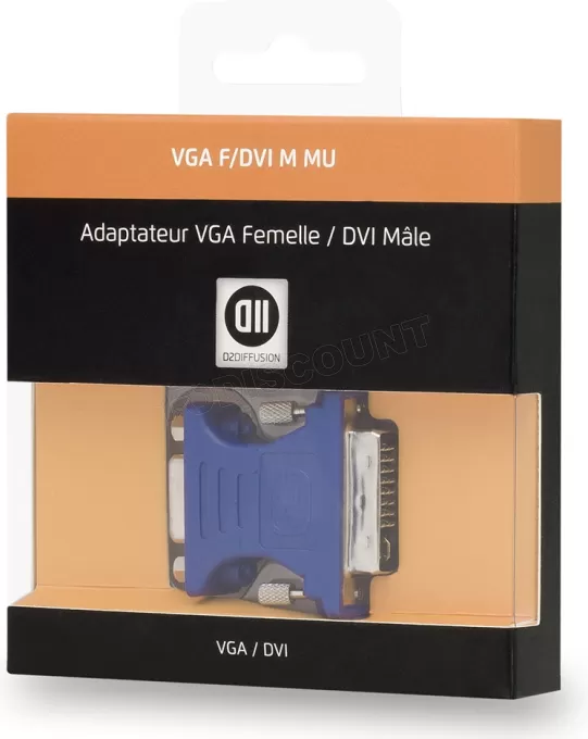 Adaptateur D2 Diffusion DVI-I mâle vers VGA femelle (D-sub DE-15) (Bleu)