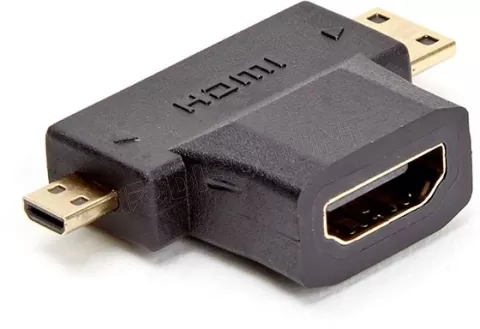 Adaptateur HDMI noir avec connecteur HDMI - entrée HDMI coudé à 270°