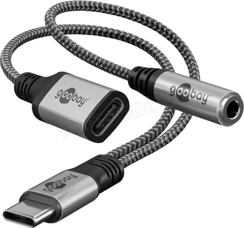 Photo de Adaptateur Goobay USB-C vers Jack 3,5mm + USB-C - 15cm M/F (Gris)