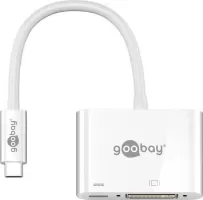 Photo de Adaptateur Goobay USB Type C vers DVI-I femelle et USB type C 20cm (Blanc)