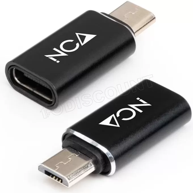 Adaptateur Nanocable  Micro USB vers USB-C (Noir)