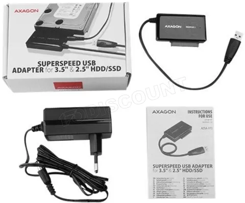 Photo de Adaptateur USB 3.0 Axagon ADSA-FP3 vers S-ATA SSD/HDD avec alimentation