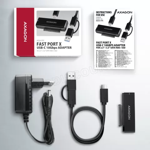 Photo de Adaptateur USB-C 3.2 Axagon ADSA-FPX vers S-ATA SSD/HDD avec alimentation