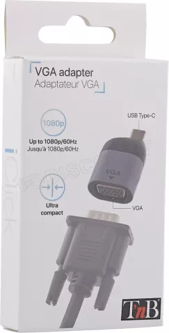 Photo de Adaptateur USB Type C T'nB iClick vers VGA Full HD (Argent)