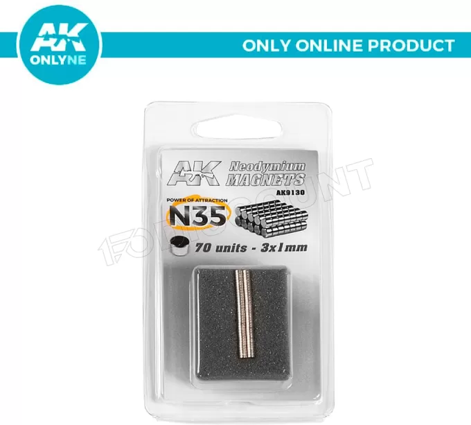 Ak Interactive - Aimants Neodyme 3x1mm N35 (70 Pièces)