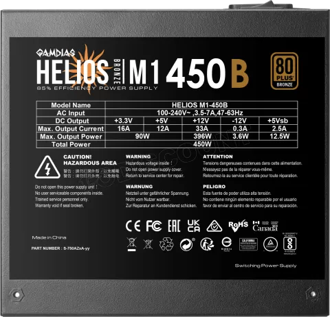 Photo de Alimentation ATX Gamdias Helios M1 - 450W (Noir)