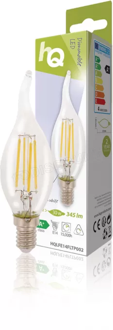 Ampoule flamme - rétro à filament LED HQ E14 4W 345lm (Température Couleur 2700 K)