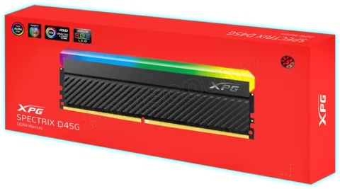 Photo de Barrette mémoire 16Go DIMM DDR4 Adata XPG Spectrix D45 RGB 3600Mhz (Noir)