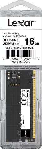 Photo de Barrette mémoire 16Go DIMM DDR5 Lexar 5600MHz (Noir)