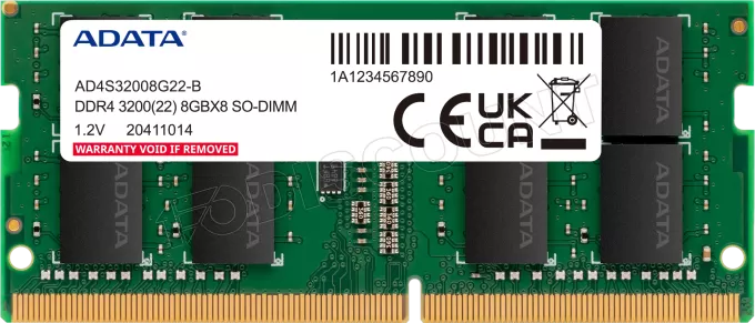 Barrette mémoire 8Go SODIMM DDR4 Adata Premier  3200Mhz (Vert)