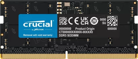 Photo de Barrette mémoire SODIMM DDR5 16Go Crucial 5600Mhz (Noir)