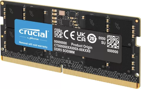 Photo de Barrette mémoire SODIMM DDR5 16Go Crucial 5600Mhz (Noir)