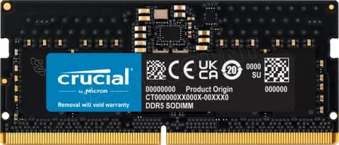 Photo de Barrette mémoire SODIMM DDR5 8Go Crucial 5600Mhz (Noir)