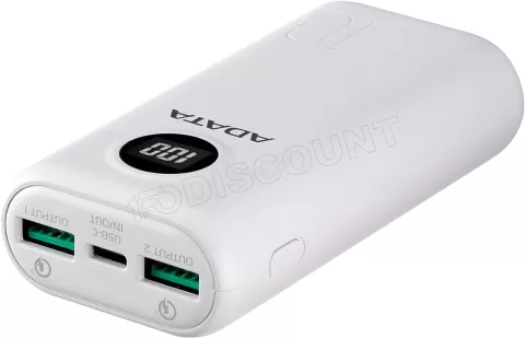 Photo de Batterie externe USB Adata P10000QCD - 10000mAh 22,5W (Blanc)