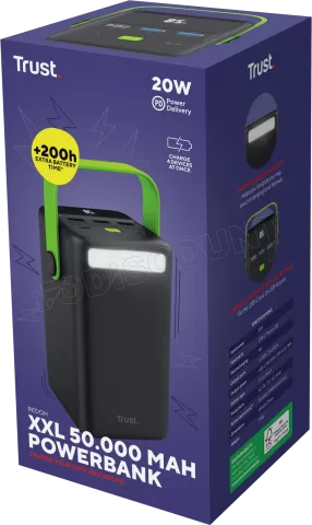 Photo de Batterie externe USB Trust Redoh XXL - 50000mAh 185W (Noir/Vert)