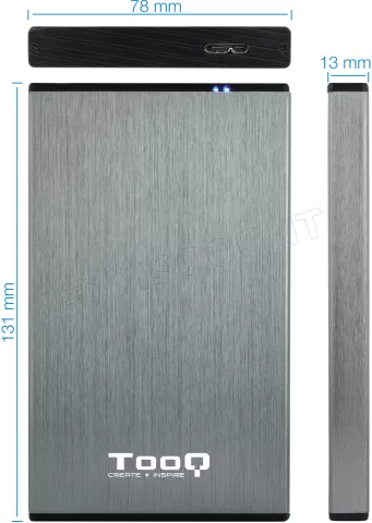 Photo de Boitier externe USB 3.1 TooQ TQE-2527 - S-ATA 2,5" (Gris)