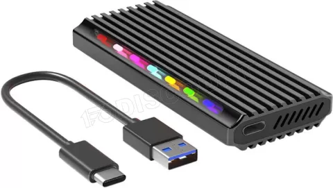 Photo de Boitier externe USB 3.2 Connectland RGB - S-ATA/NVMe M.2 Type 2280 (Noir)