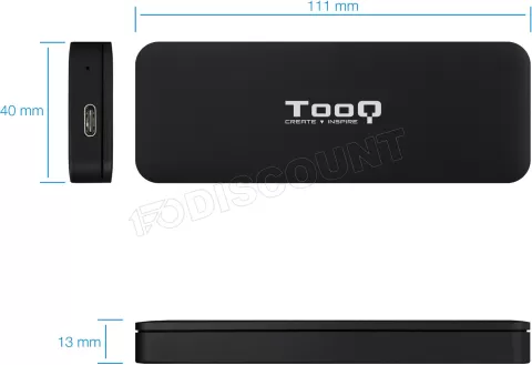 Photo de Boitier externe USB-C 3.2 Tooq TQE-2280 - NVMe M.2 Type 2280 (Noir)