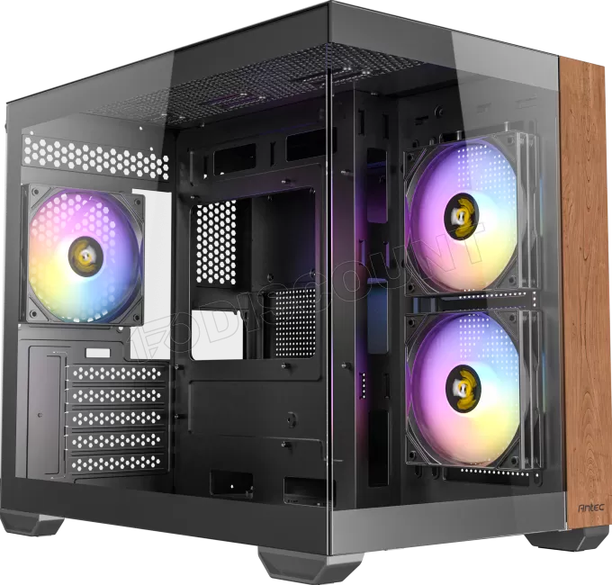 Boitier Mini Tour Micro-ATX Antec CX600M Wood RGB avec panneaux vitrés (Noir)