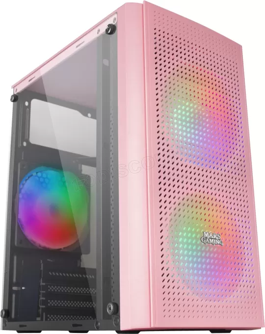 Boitier Mini Tour Micro ATX Mars Gaming MC300 RGB avec panneau vitré (Rose)