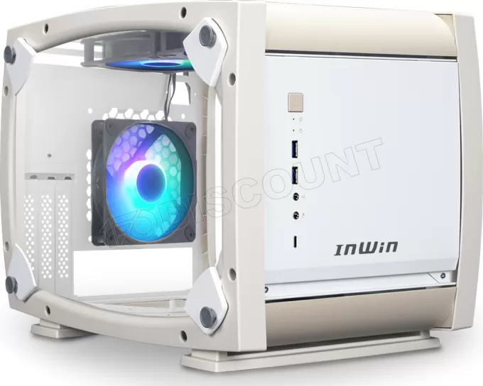 Boitier Mini Tour Mini ITX InWin Explorer avec panneaux vitrés (Blanc/Beige)