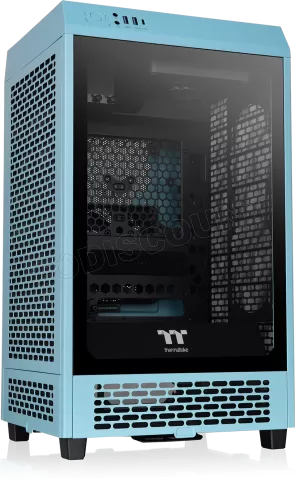 Photo de Boitier Mini Tour Mini ITX Thermaltake The Tower 200 avec panneaux vitrés (Bleu)