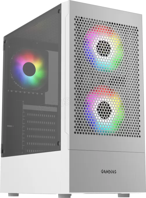 Boitier Moyen Tour ATX Gamdias Talos E3 Mesh RGB avec panneaux vitrés (Blanc)