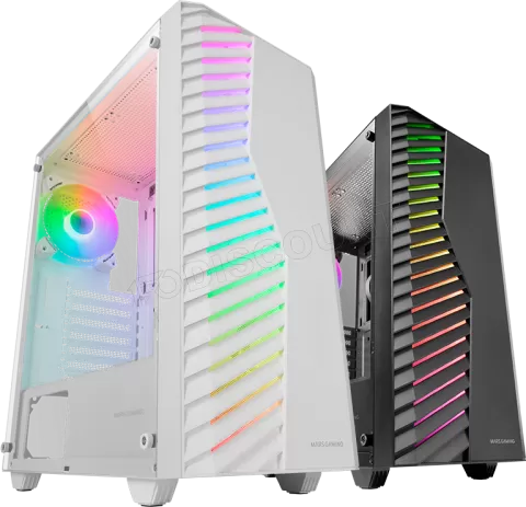 Photo de Boitier Moyen Tour ATX Mars Gaming MC-Volt RGB avec panneau vitré (Blanc)