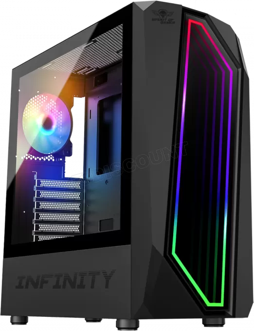 Boitier Moyen Tour ATX Spirit of Gamer Infinity RGB avec panneaux vitrés (Noir)