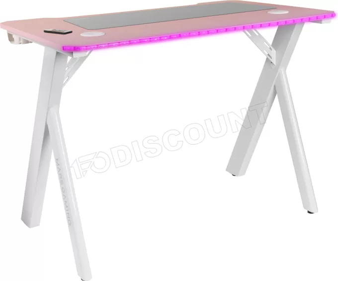 Bureau Gamer Mars Gaming MGD100 RGB (Rose/Blanc)