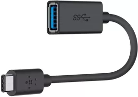 Photo de Câble adaptateur Belkin USB-A vers USB-C F/M 15cm (Noir)