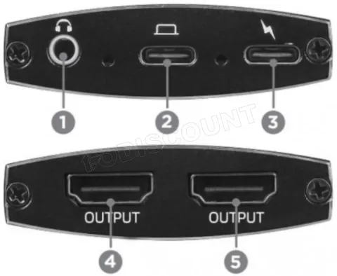 Photo de Câble Adaptateur CableXpert USB-C vers 2x HDMI 15cm (Noir)