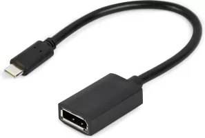 Photo de Cable adaptateur CableXpert USB-C vers DisplayPort 15cm M/F (Noir)