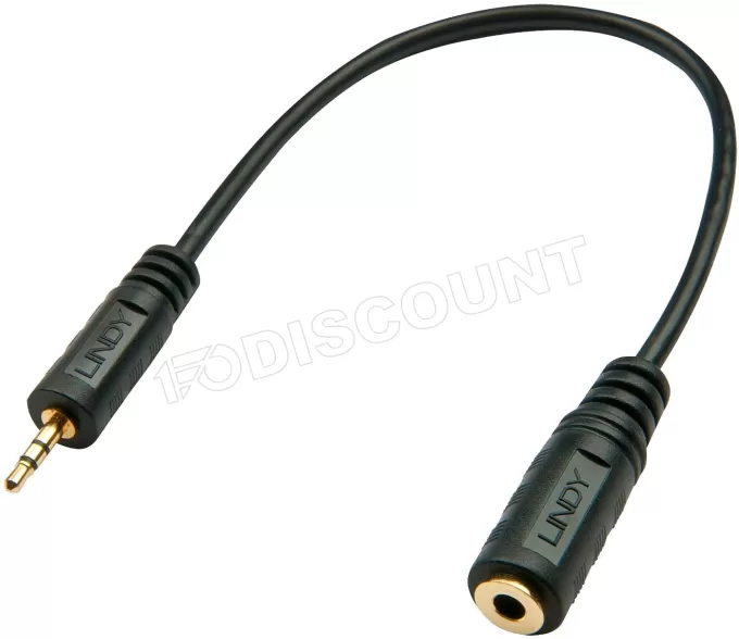 Cable Adaptateur Lindy Jack 3,5mm F vers Jack 2,5mm M 20cm (Noir)