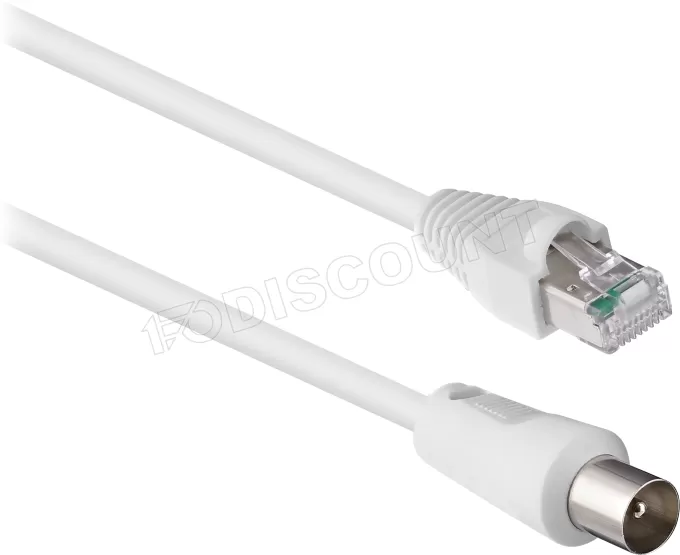 Câble antenne Coaxial T'nB vers RJ45 2m M/M (Blanc)