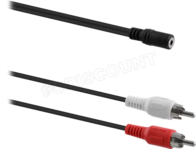 Cable audio T'nB Jack 3,5mm vers 2x RCA 2m F/M (Noir)