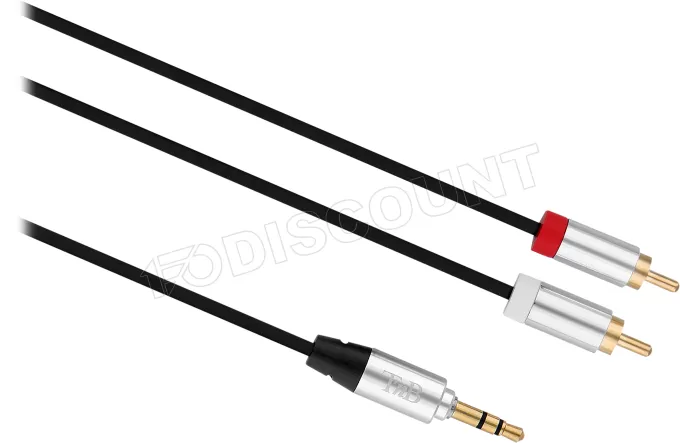 Cable audio T'nB Jack 3,5mm vers 2x RCA 3m M/M (Argent/Noir)