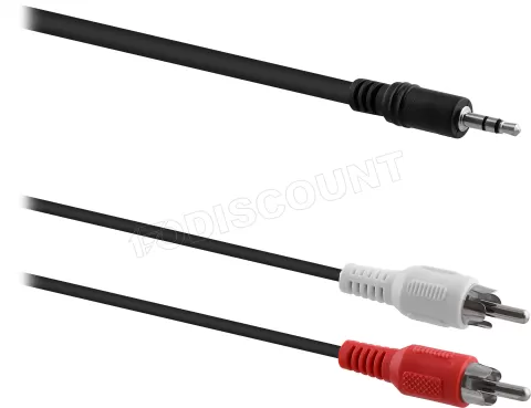 Photo de Cable audio T'nB Jack 3,5mm vers 2x RCA 3m M/M (Noir)