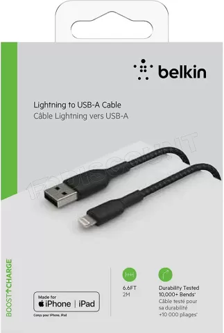 Photo de Câble Belkin BoostCharge USB-A vers Lightning 1m M/M (Noir)