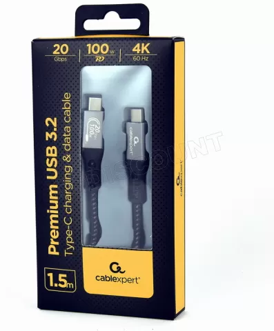 Photo de Câble CableXpert USB-C 1,5m M/M 100W (Noir)