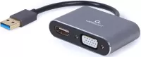 Photo de Câble Convertisseur CableXpert USB-A vers HDMI et VGA MF 15cm (Gris)