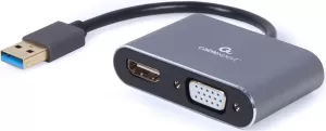 Photo de Câble Convertisseur CableXpert USB-A vers HDMI et VGA MF 15cm (Gris)