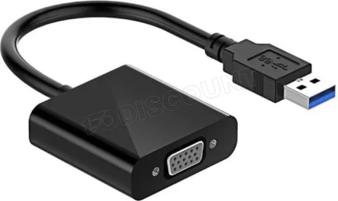 Photo de Câble Convertisseur CableXpert USB-A vers VGA MF 15cm (Noir)