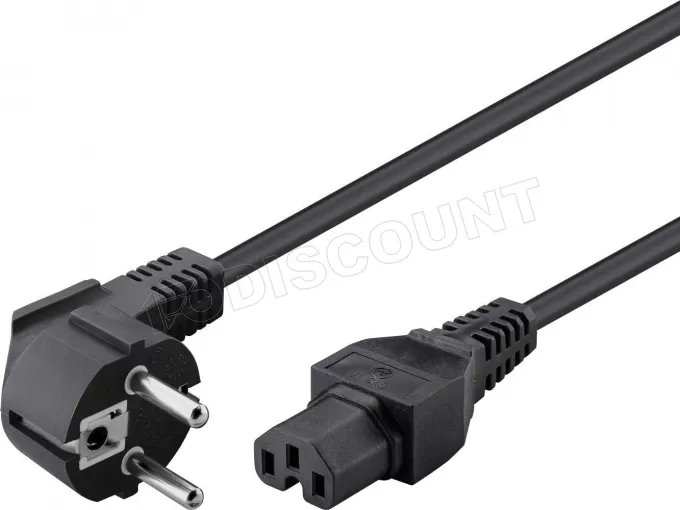 Cable d'Alimentation Goobay C15 vers CEE7 F (prise standard) 90° 2m (Noir)